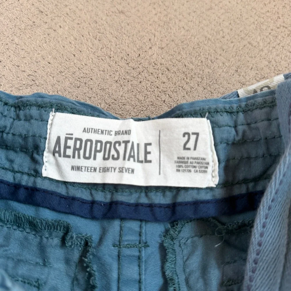 Vintage 2000s Aeropostale SoCal Surf Champs Blue Cargo Shorts Size 27 Belted